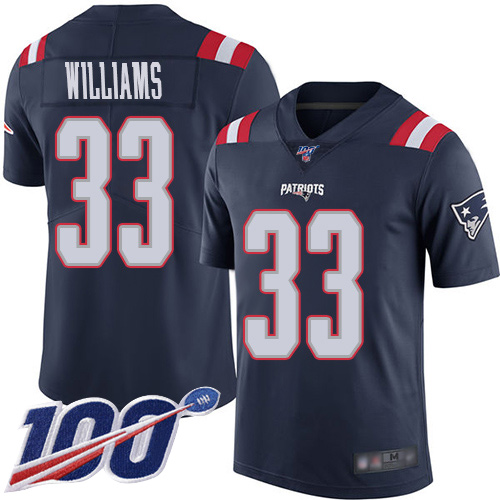 New England Patriots Football 33 100th Season Limited Navy Blue Men Joejuan Williams NFL Jersey